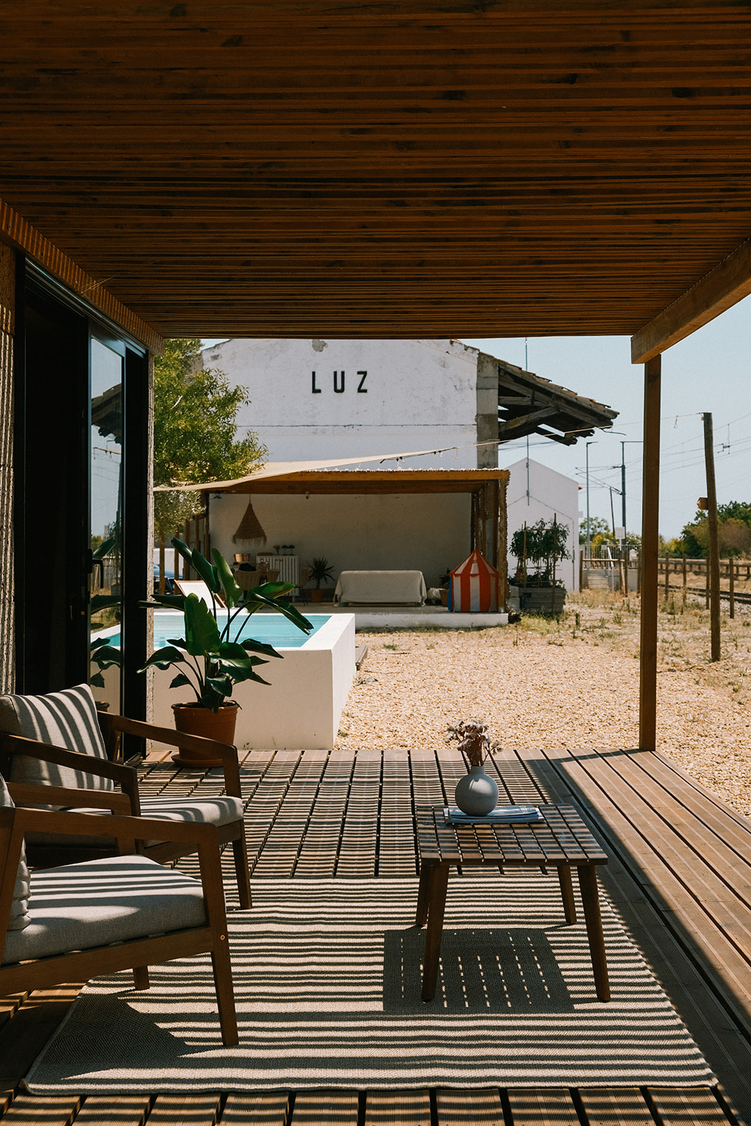 The deck — Luz de Tavira station beyond